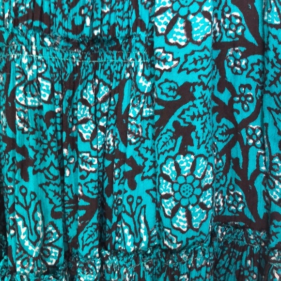 Free People See Ya Later Green Black/Turquoise Smocked Floral Dress Size XS - Picture 6 of 12